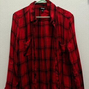 Women's A.N.A Flannel Plaid Top Size XL